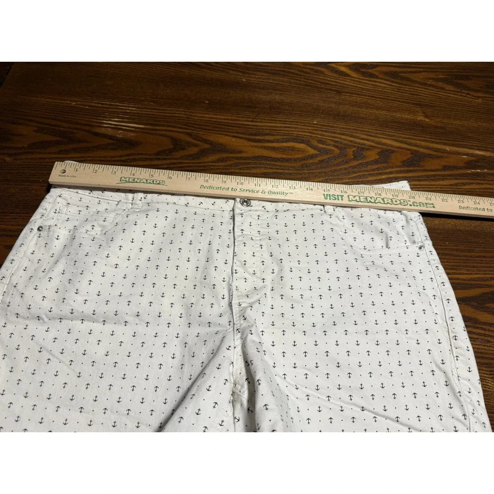 Stitch Star Womens Size 20W White Anchor Print Denim Shorts Casual‎ Nautical